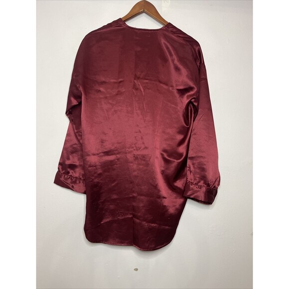 Vintage Victoria Secret Gold Label Womens P/S Pajama Top Wine Burgandy Satin - Picture 10 of 10